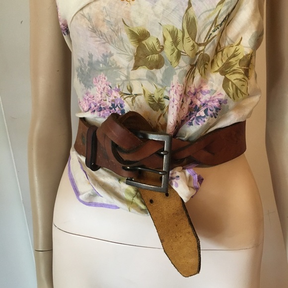 noon Accessories - Genuine leather tan  braid belt